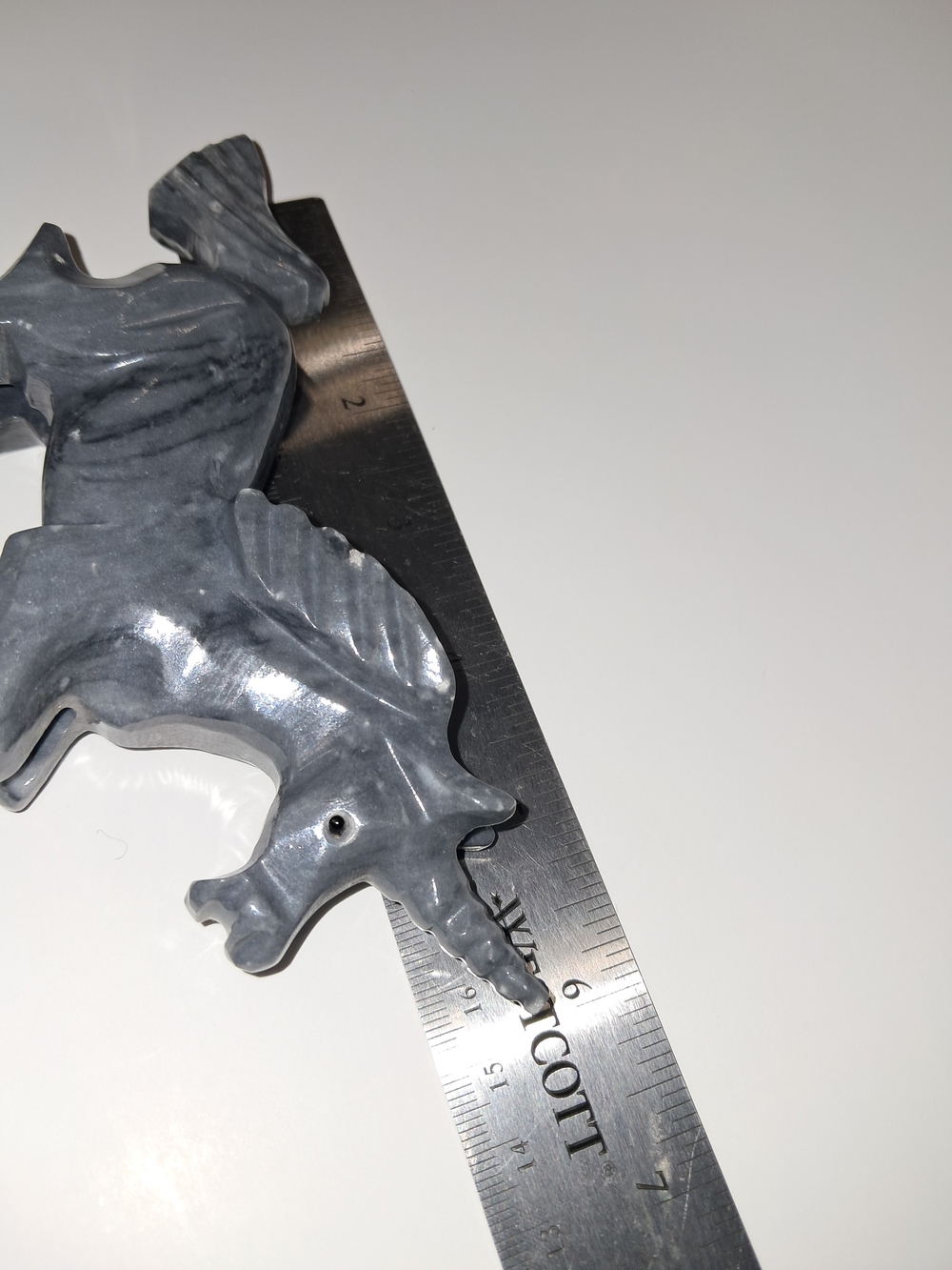 VINTAGE Hand Carved Onyx Marble Stone UNICORN Figurine 3.5" Tall 6" Long